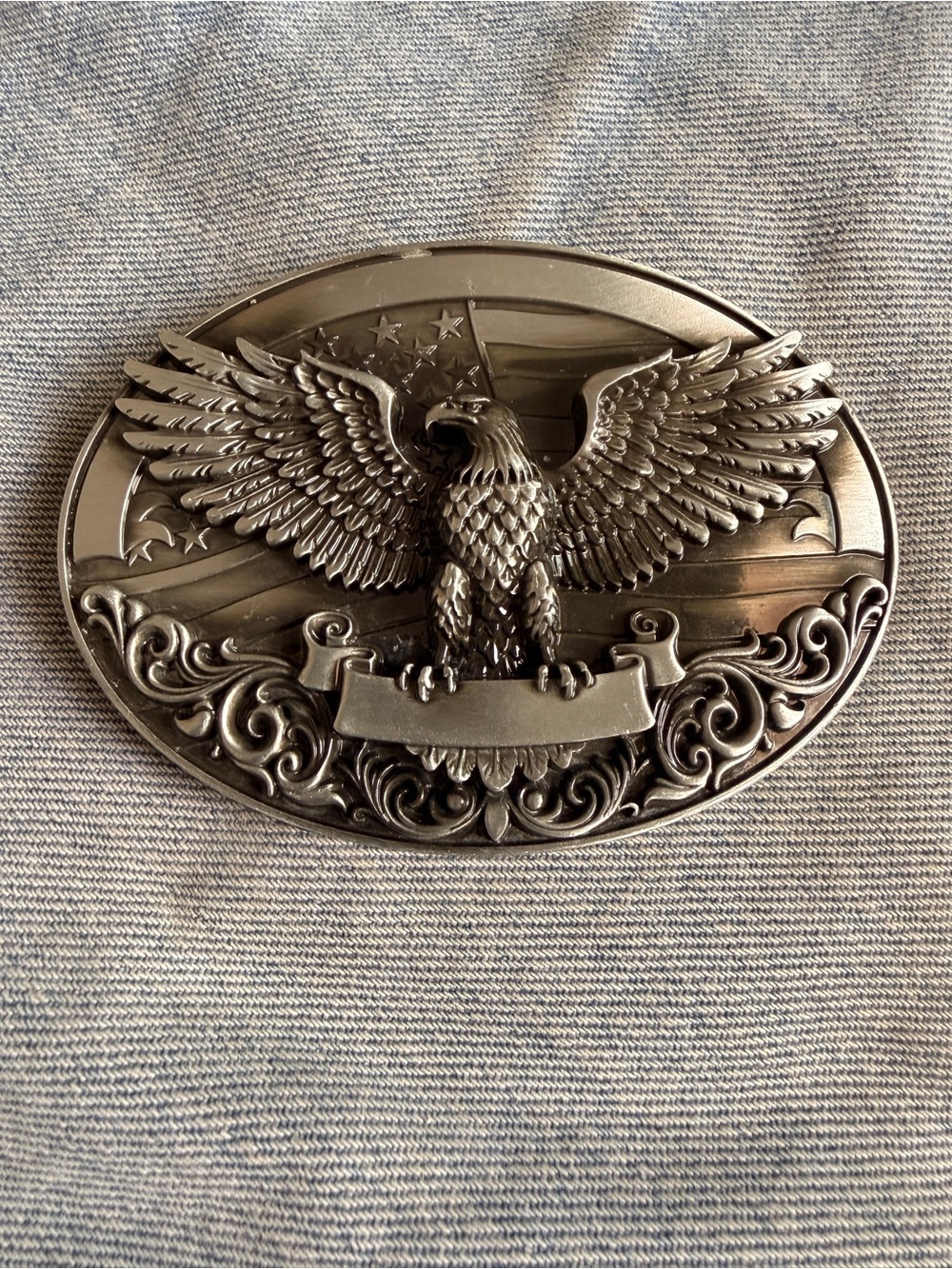 New patriotic western cowboy belt buckle featuring a 3D dimensional bald eagle